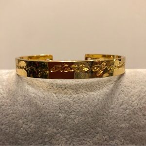 Lilly Pulitzer gold “Sunny State of Mind” cuff bracelet, lime green tassels